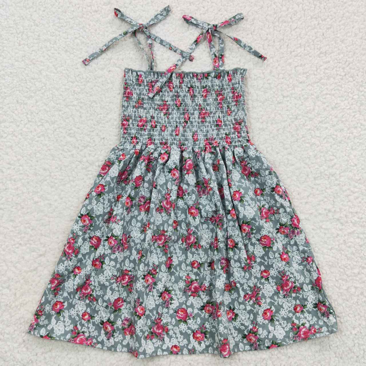 GSD0378 Smock Dress summer strapless tube top dress flower girl dress 20230518 RTS