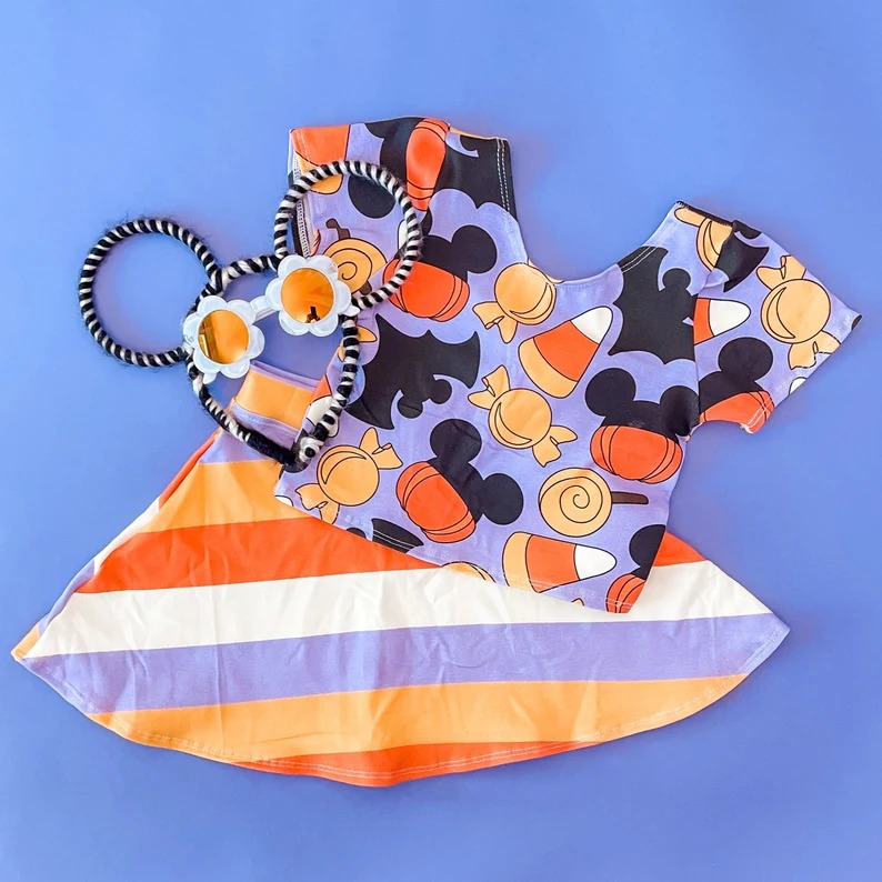 CUSTOM MOQ3  GSD0483 Christmas candy mouse short sleeve skirt girl outfit