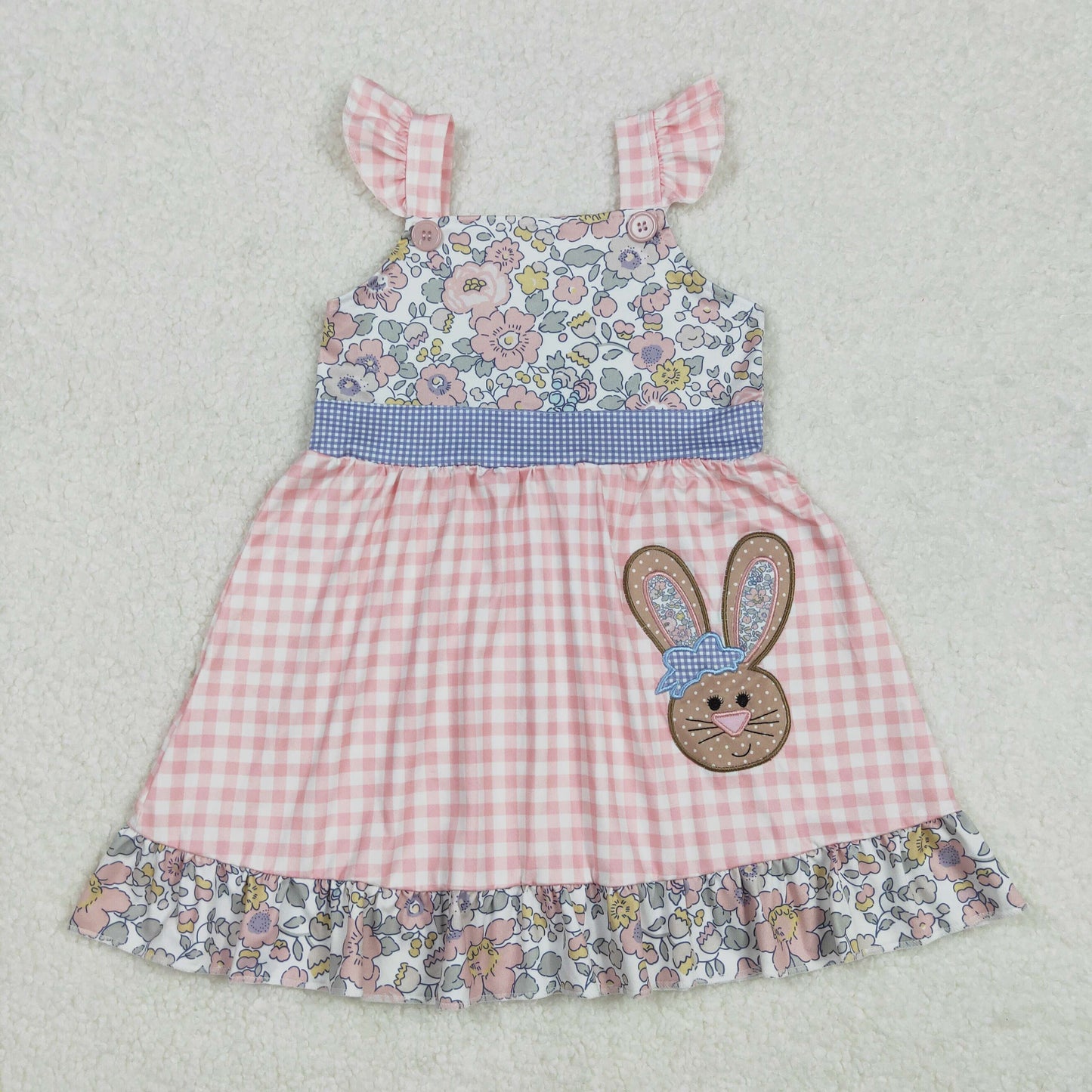 GSD0593 Embroidery bunny Easter short sleeves girl dress 202502 RTS