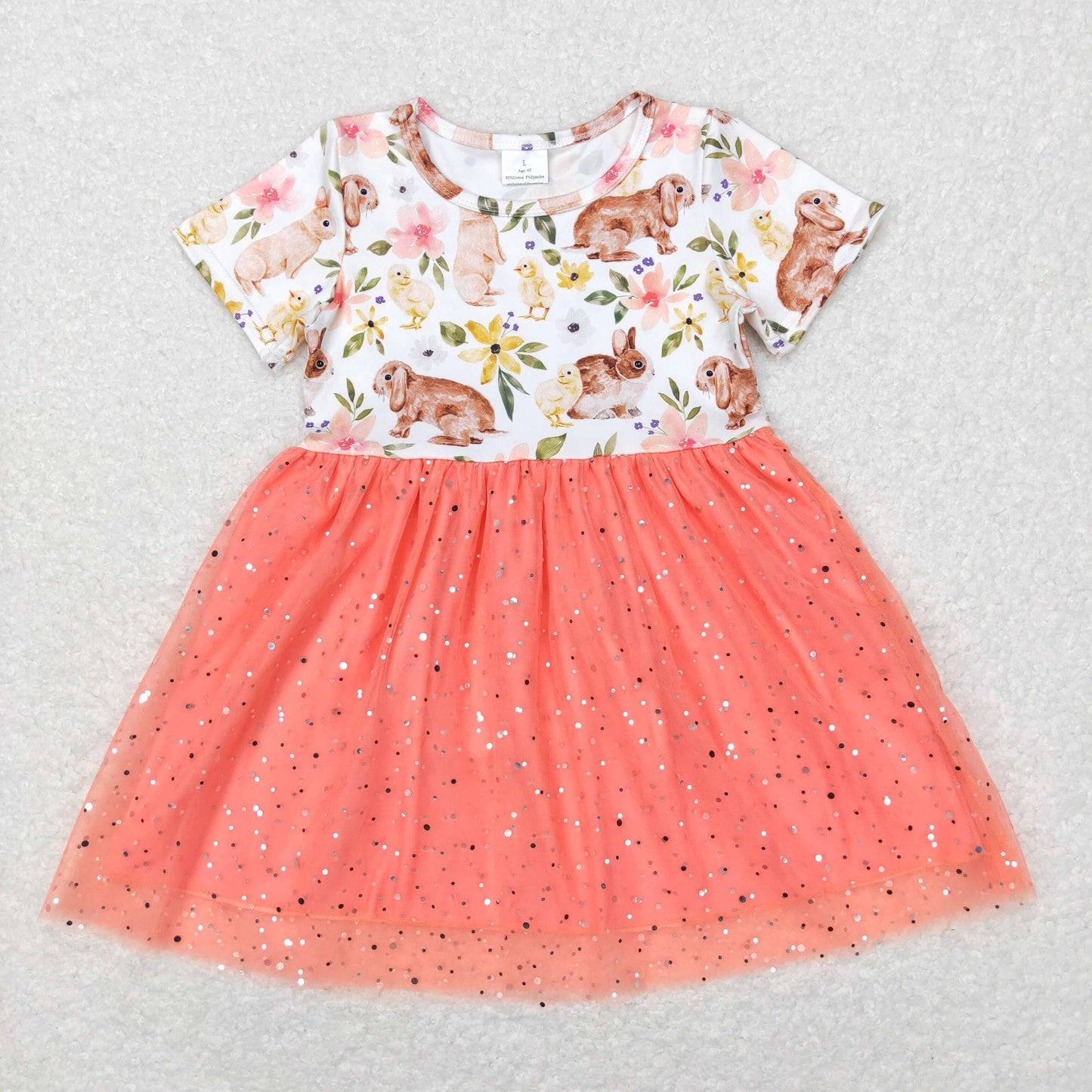 GSD0605 改为GSD2445 western Easter bunny girl short sleeve girl dress 202312