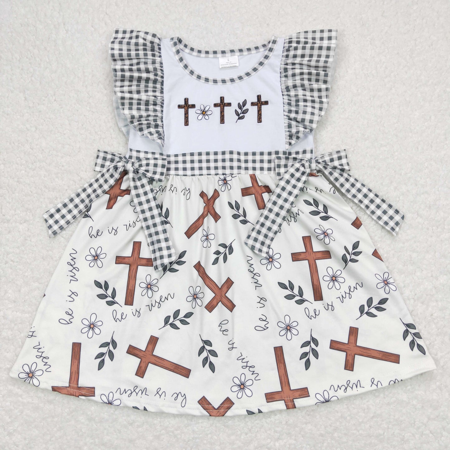 GSD0680 RTS embroidery easter girl cow flower girl dress 202403