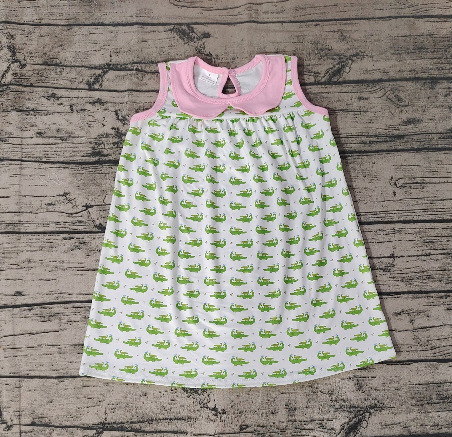 GSD0840 alligator short sleeves girl dress RTS 202404