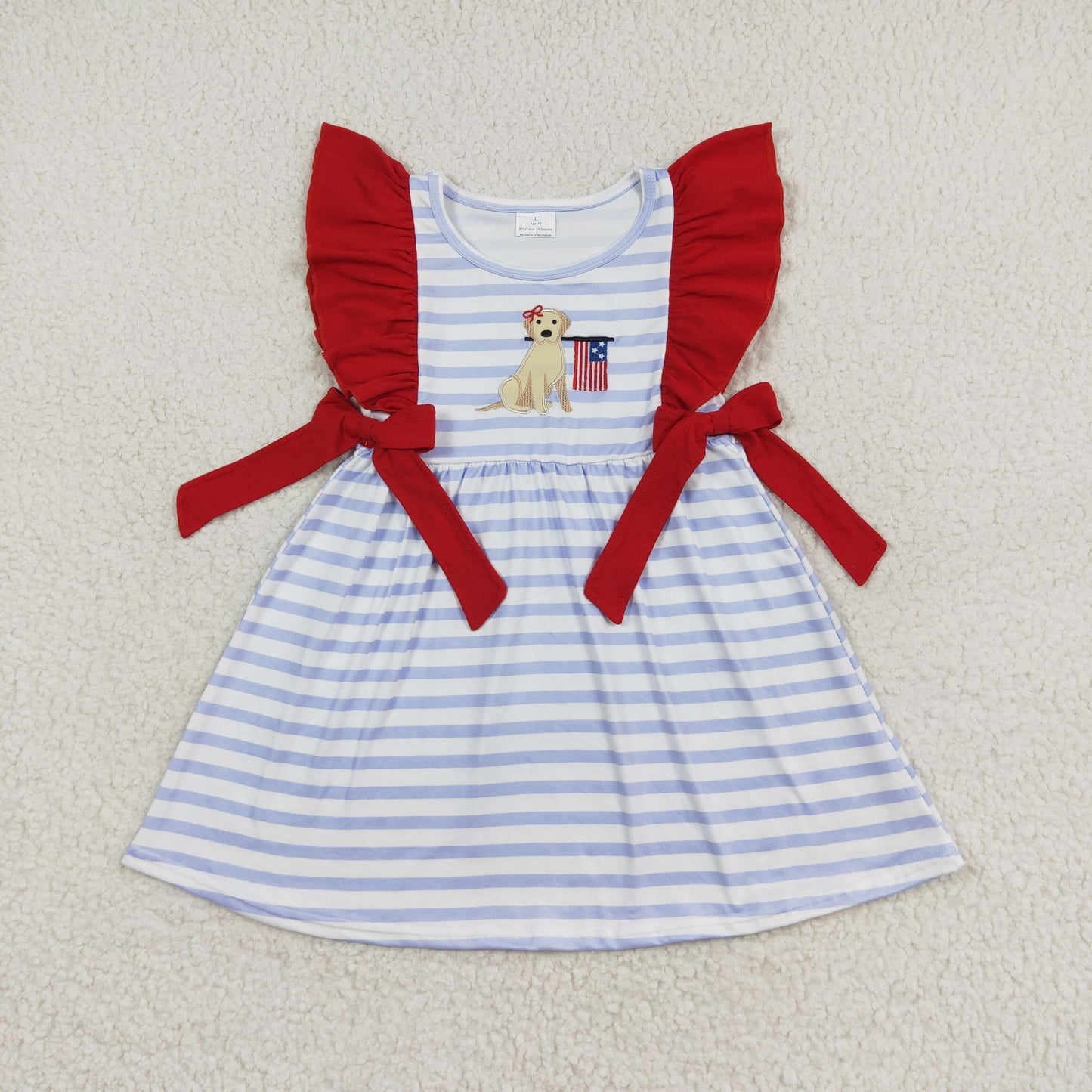 GSD0845 embroidery July dog girl dress 202406 RTS