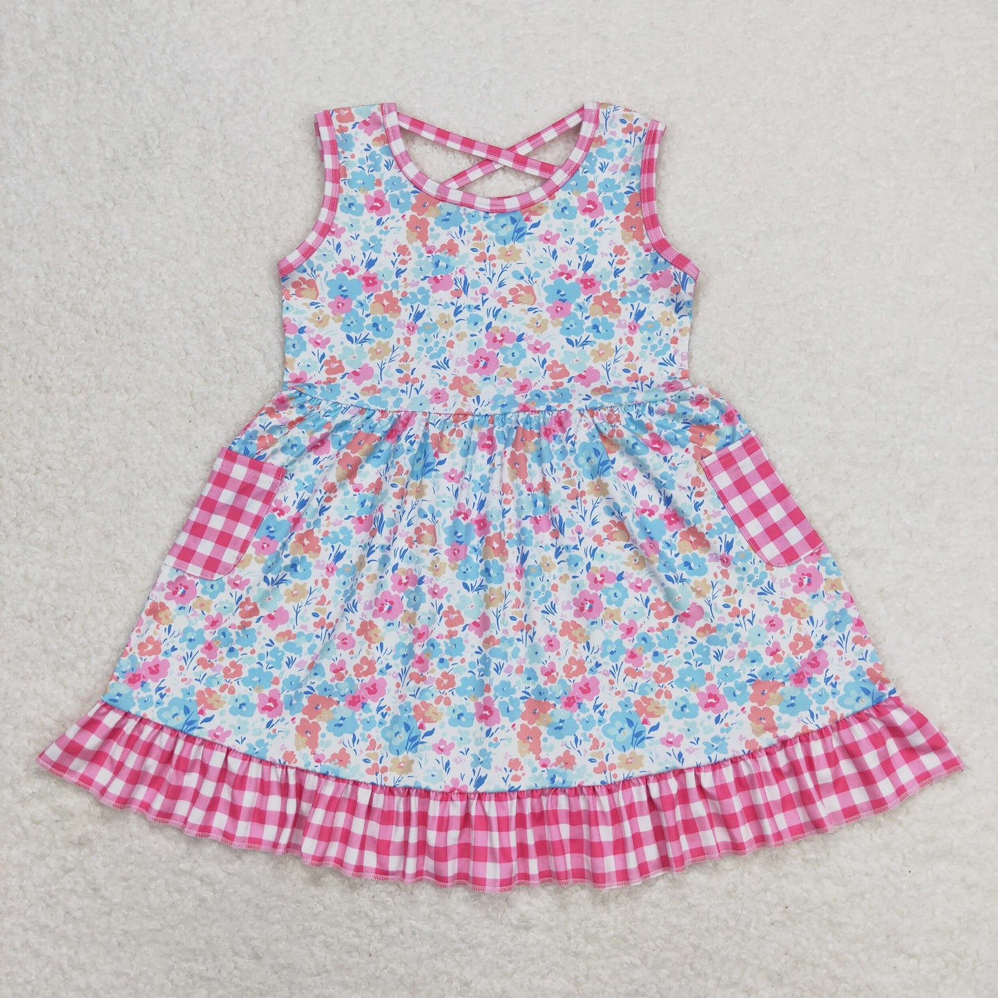 GSD0950 flower short sleeves girl dress 202404 RTS
