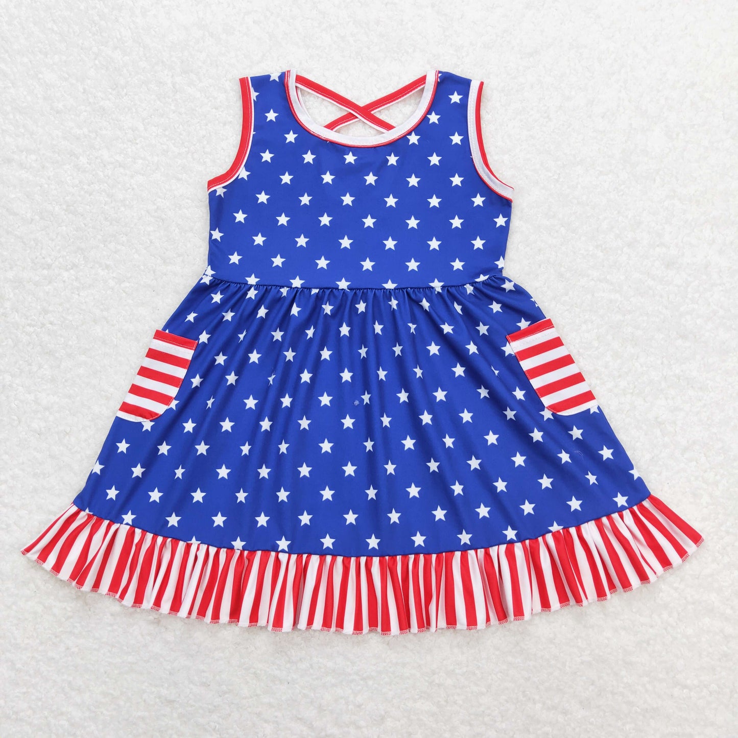 GSD0976 4th july short sleeves girl dress 202404