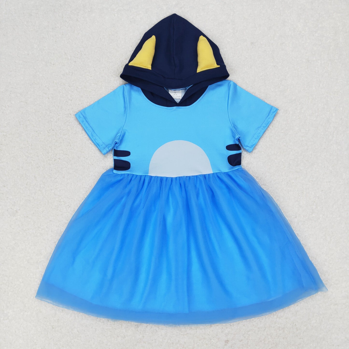 GSD0997 bluey dog tulle hoodie spring short sleeves girl dress 202404 rts