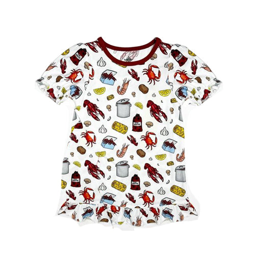 GSD0999-CUSTOM-MOQ3 cray fish spring short sleeves girl dress