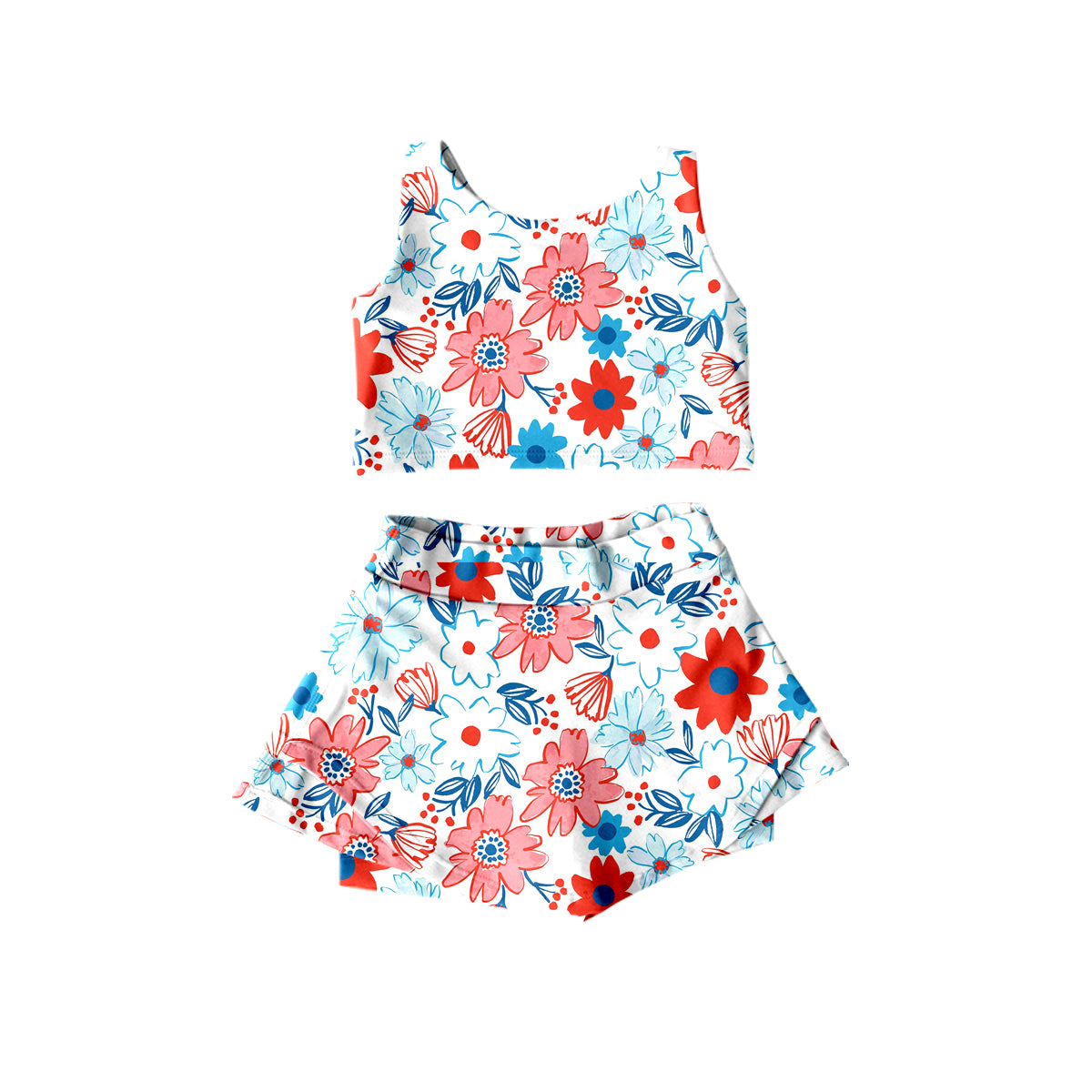 GSD1012 flowers short sleeve shorts girl outfit 202402 preorder