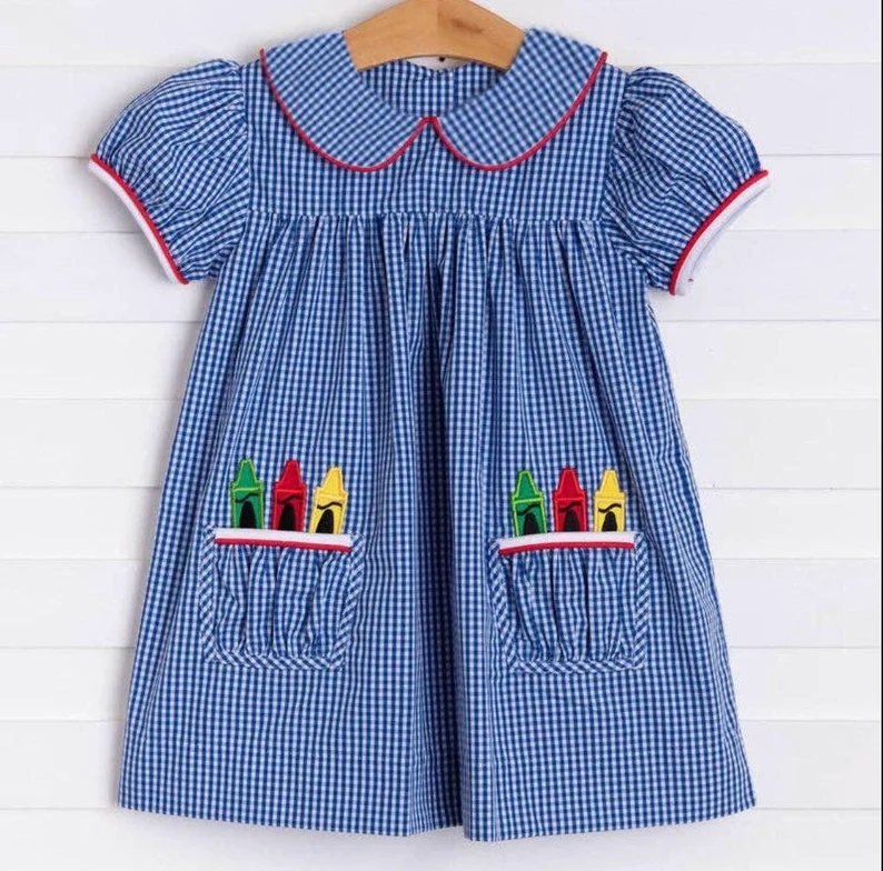 GSD1057 back to school july 4th short sleeves girl dress preorder 202403