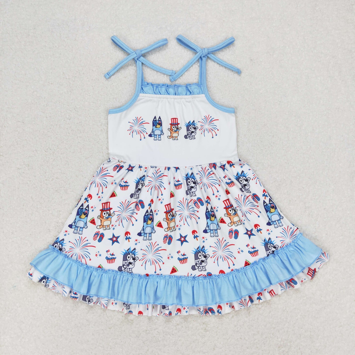 GSD1069 bluey dog short sleeves girl dress 202405 RTS