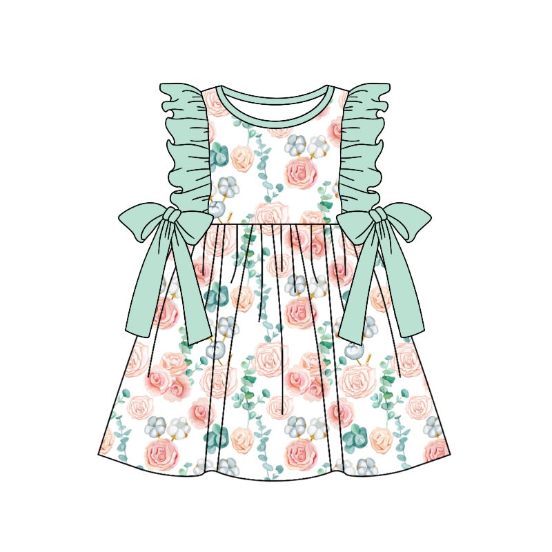 GSD1071 flower spring short sleeves girl dress preorder 202404