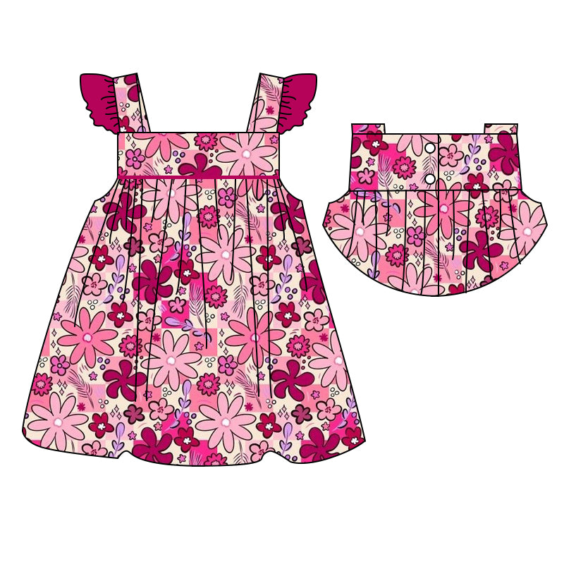 GSD1075 flower spring short sleeves girl dress preorder 202403