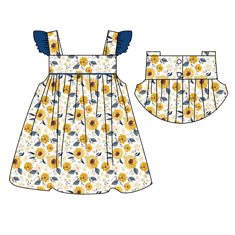 GSD1076 flower spring short sleeves girl dress preorder 202403