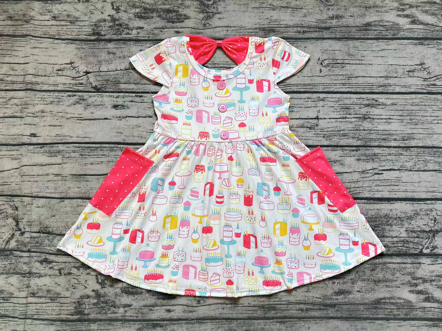 GSD1082 birthday short sleeves girl dress 202406 RTS