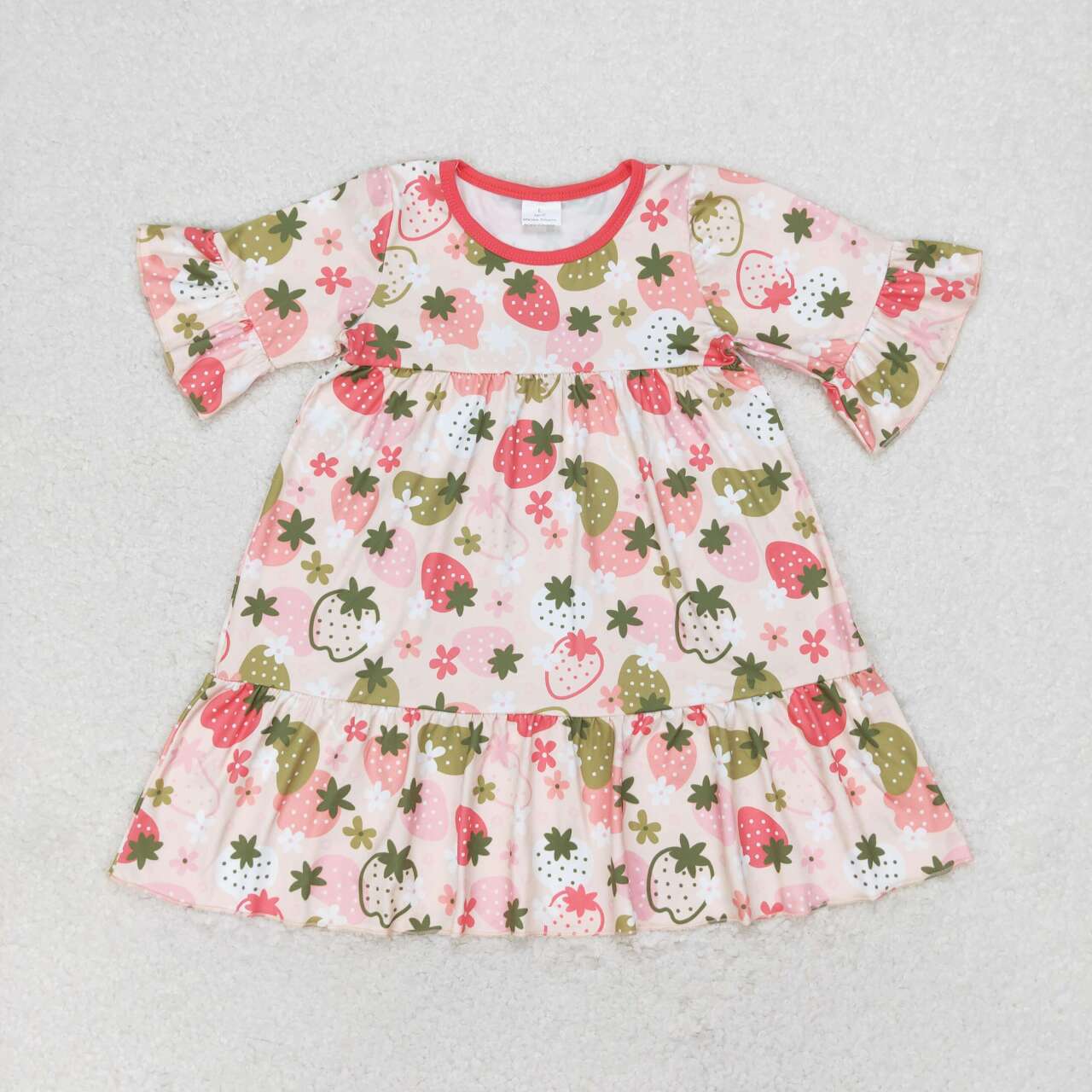 GSD1098 strawberry short sleeves girl dress 202406 RTS