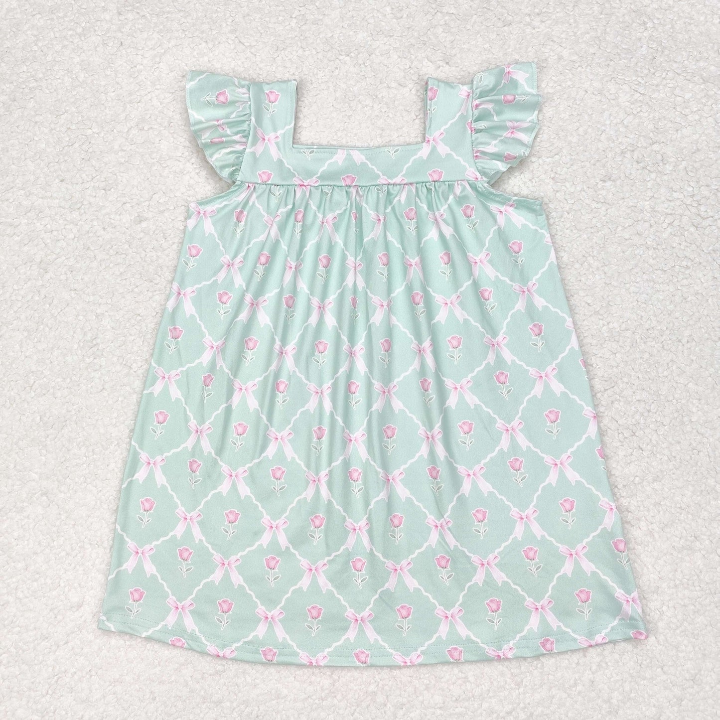 GSD1112 flower short sleeves girl dress 202407 rts