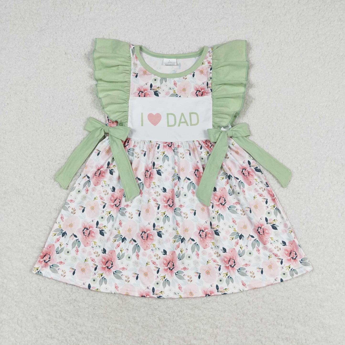 GSD1182 love dad short sleeves girl dress r 202405 RTS sibling
