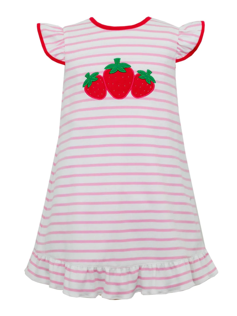 GSD1208 strawberry flower girl short sleeves girl dress preorder 202403