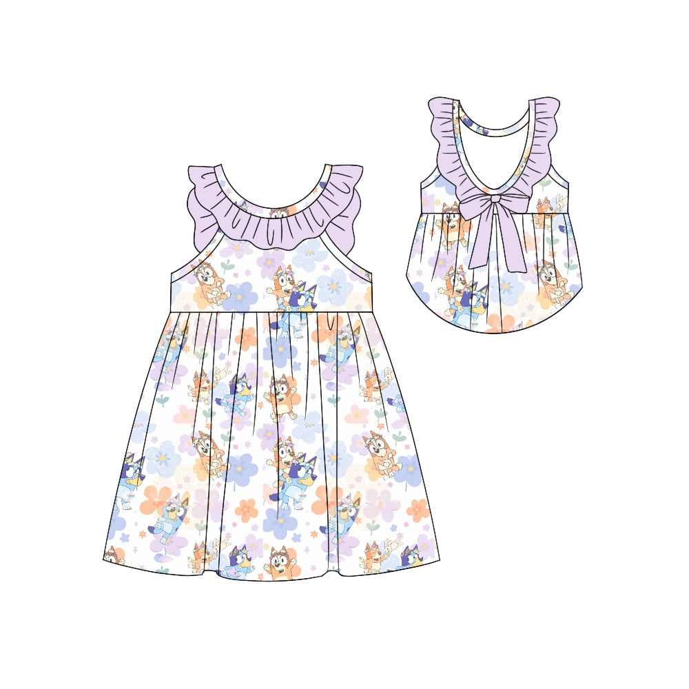 GSD1231 bluey dog girl short sleeves girl dress preorder 202403