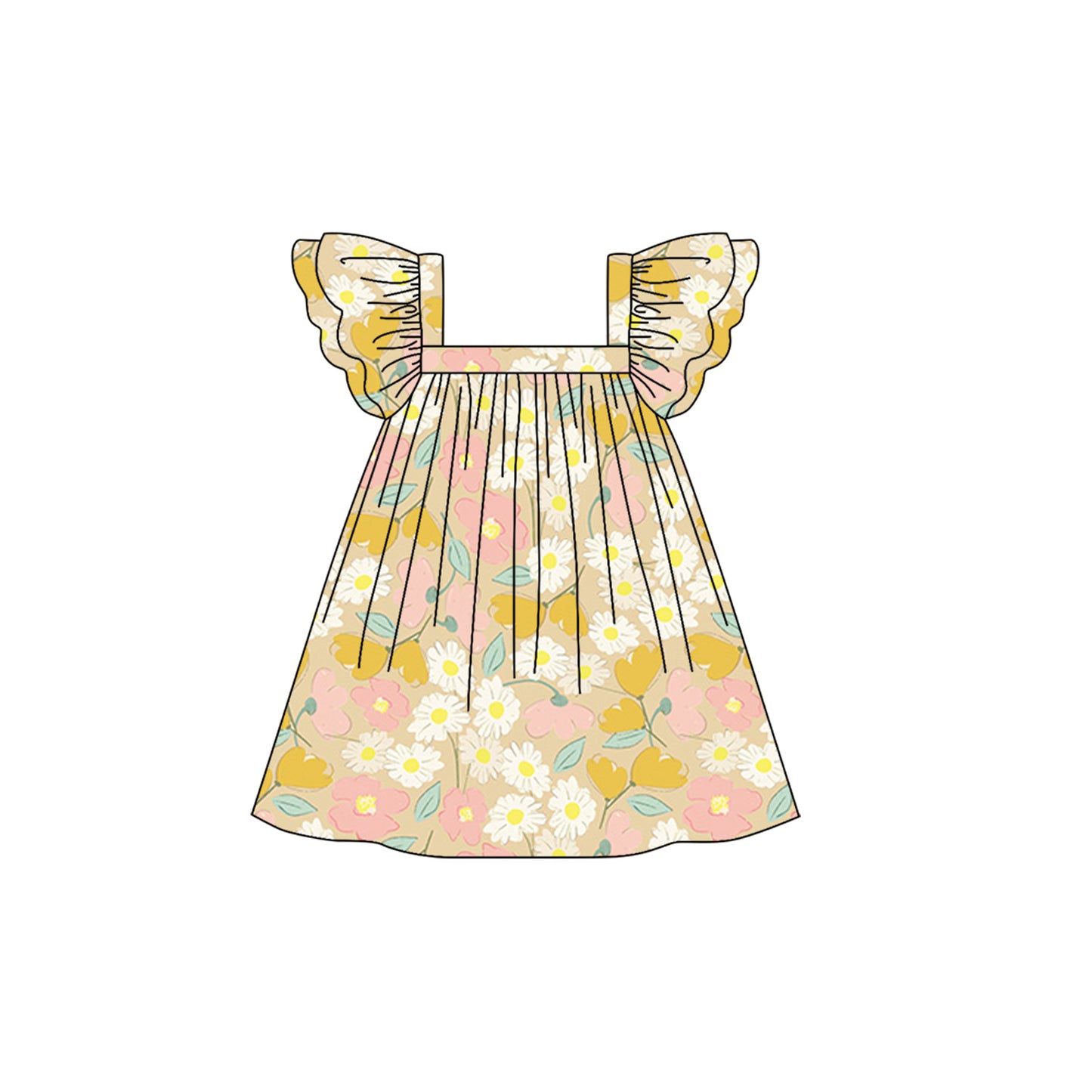 GSD1239 flower girl short sleeves girl dress preorder 202404