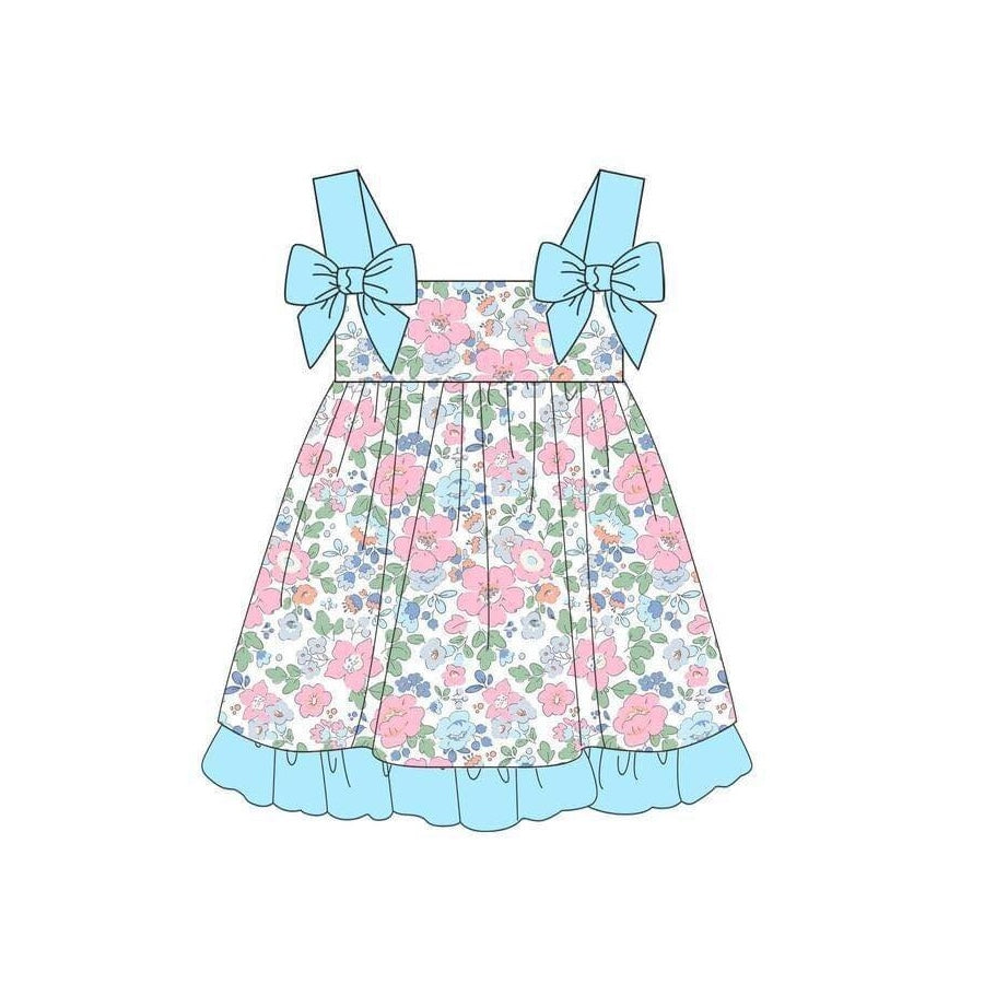 GSD1277 western flower girl short sleeves girl dress preorder 202404