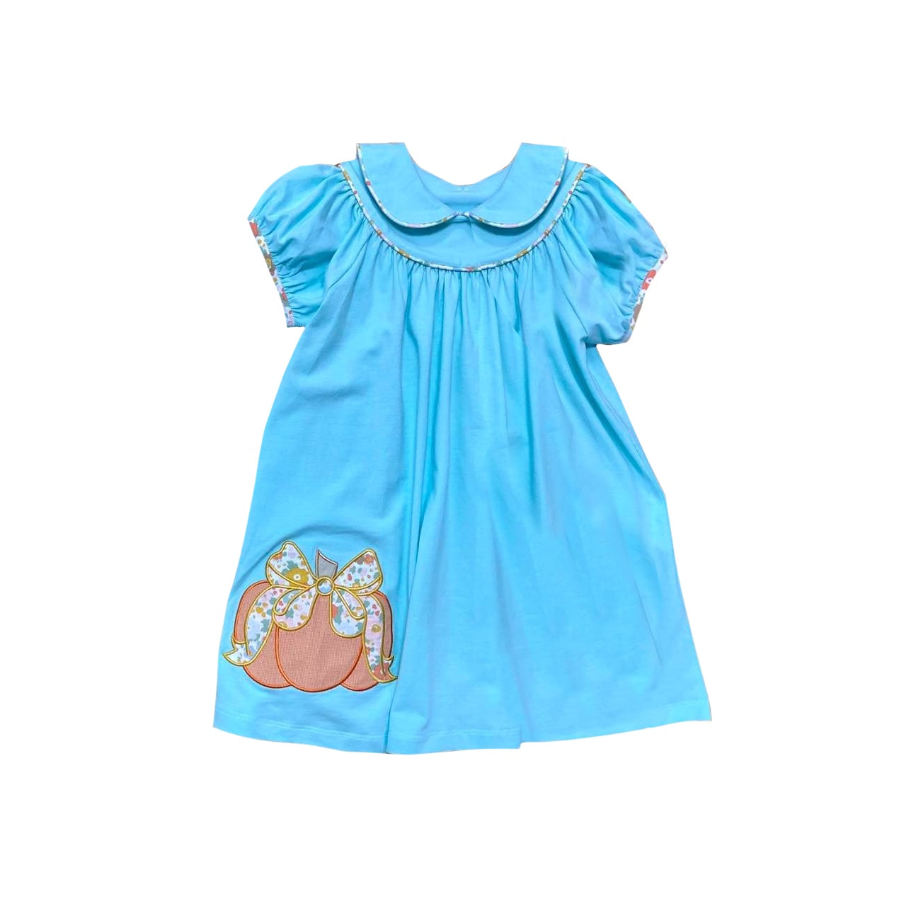 GSD1298 Halloween pumpkin western girl short sleeves girl dress preorder 202404