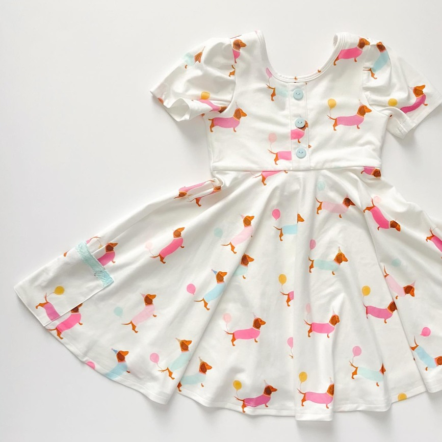 GSD1303 dog girl short sleeves girl dress preorder 202404