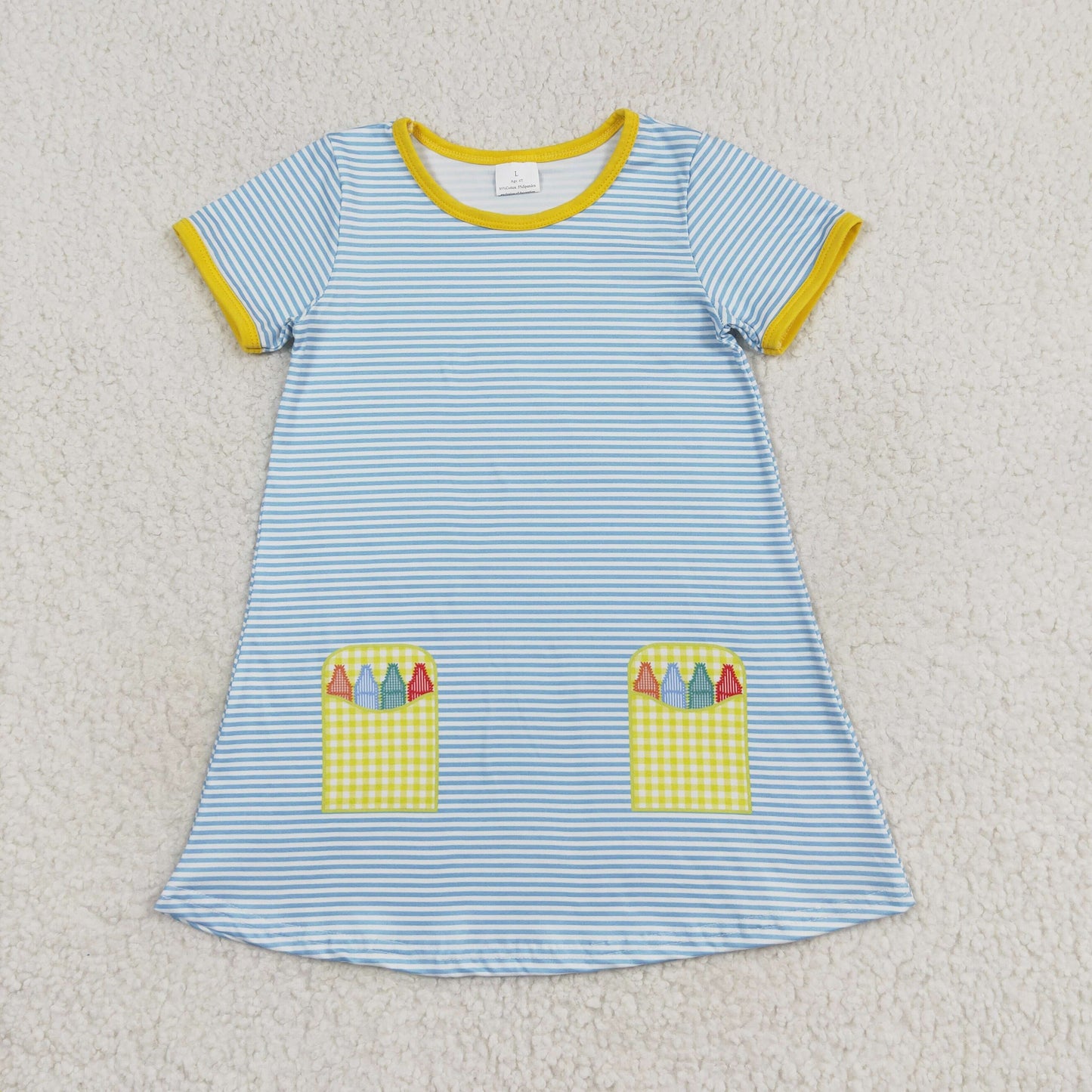 GSD1311 back to school crayon short sleeves girl dress 202406 RTS