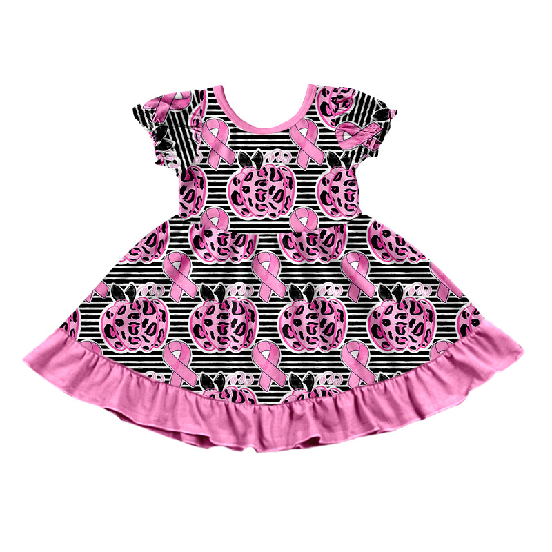 GSD1318 flower Halloween pumpkin girl short sleeves girl dress preorder 202404