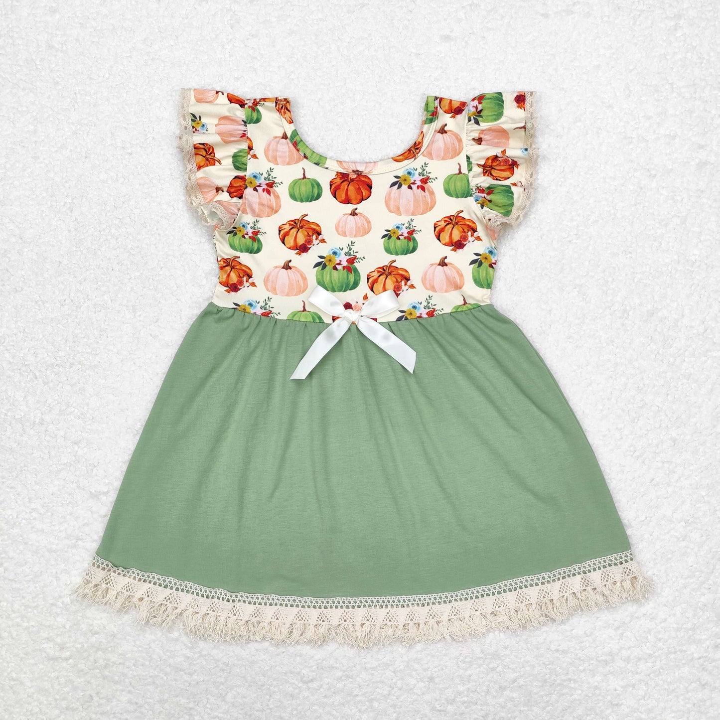 GSD1326 Halloween pumpkin lace girl dress 202408 RTS