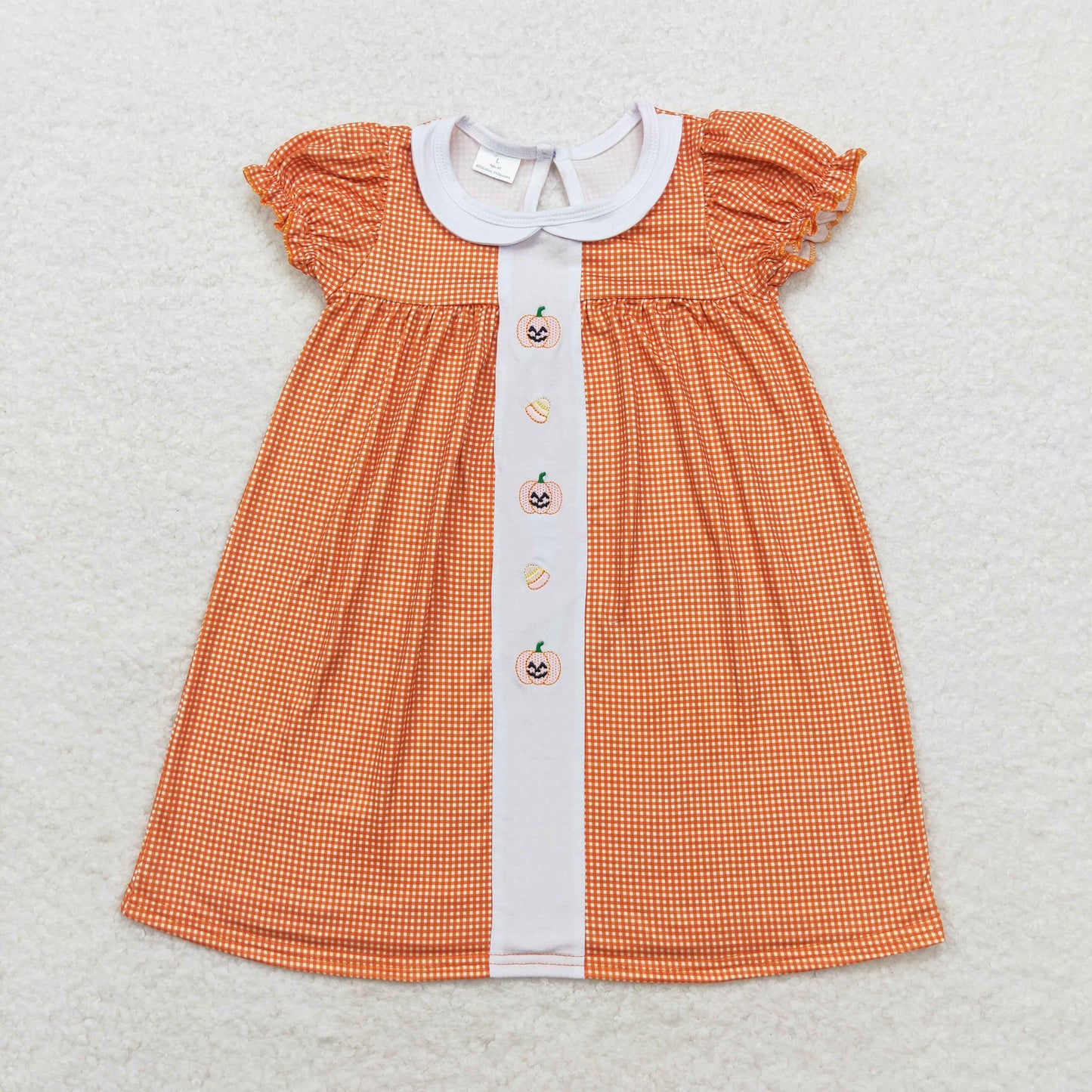 GSD1337 Embroidery Halloween pumpkin girl dress 202408 RTS