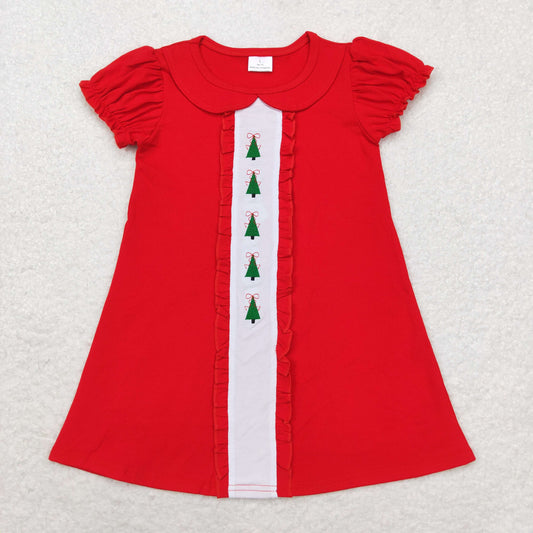 GSD1374 embroidery christmas tree girl dress  202408