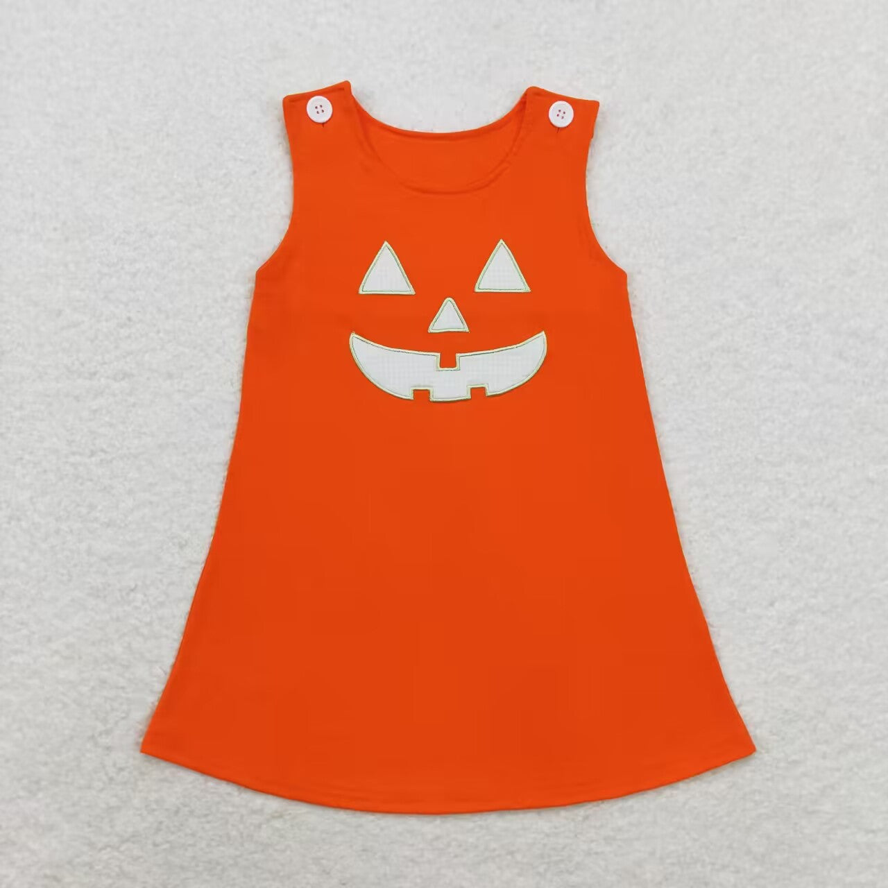 GSD1376 Halloween embroidery pumpkin smile face orange dress 202408 RTS