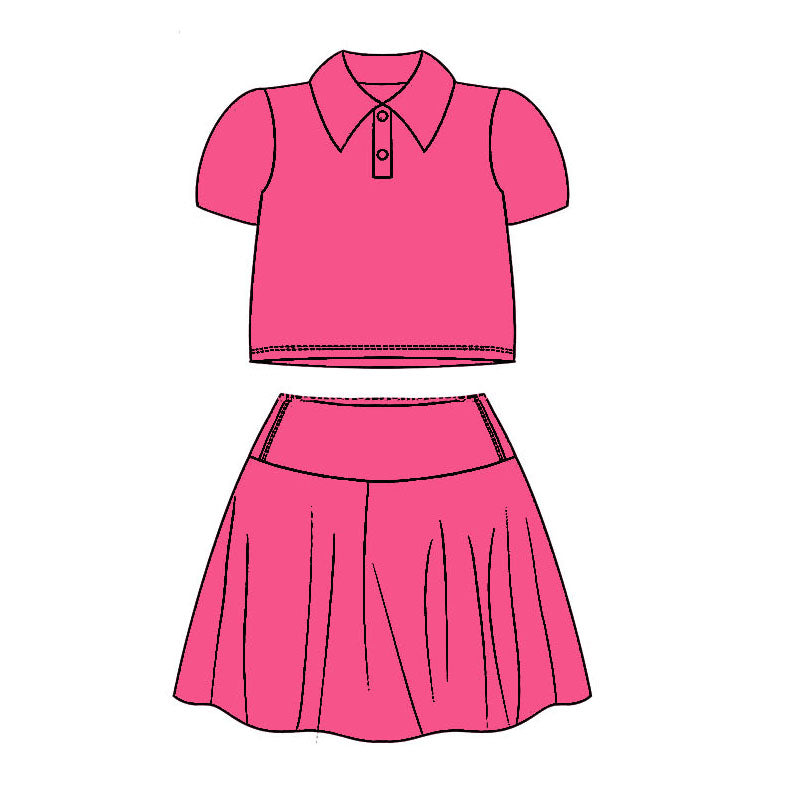 athletic dress yoga skirt solid color yoga cotton sibling pink GSD1391 girl dress 202410 RTS