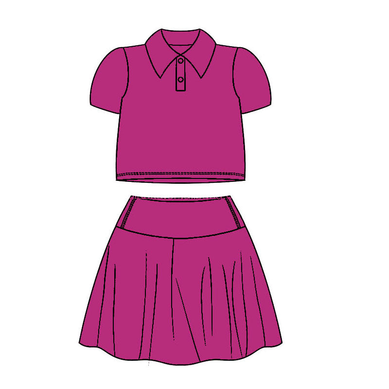 athletic dress yoga solid color yoga skirt cotton sibling hot pink GSD1392 girl dress preorder 202407