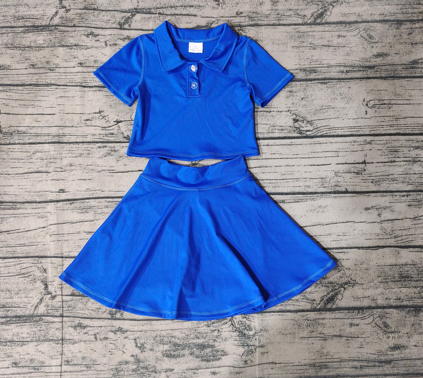 athletic dress solid yoga color cotton sibling blue GSD1396 girl dress 202409 rts