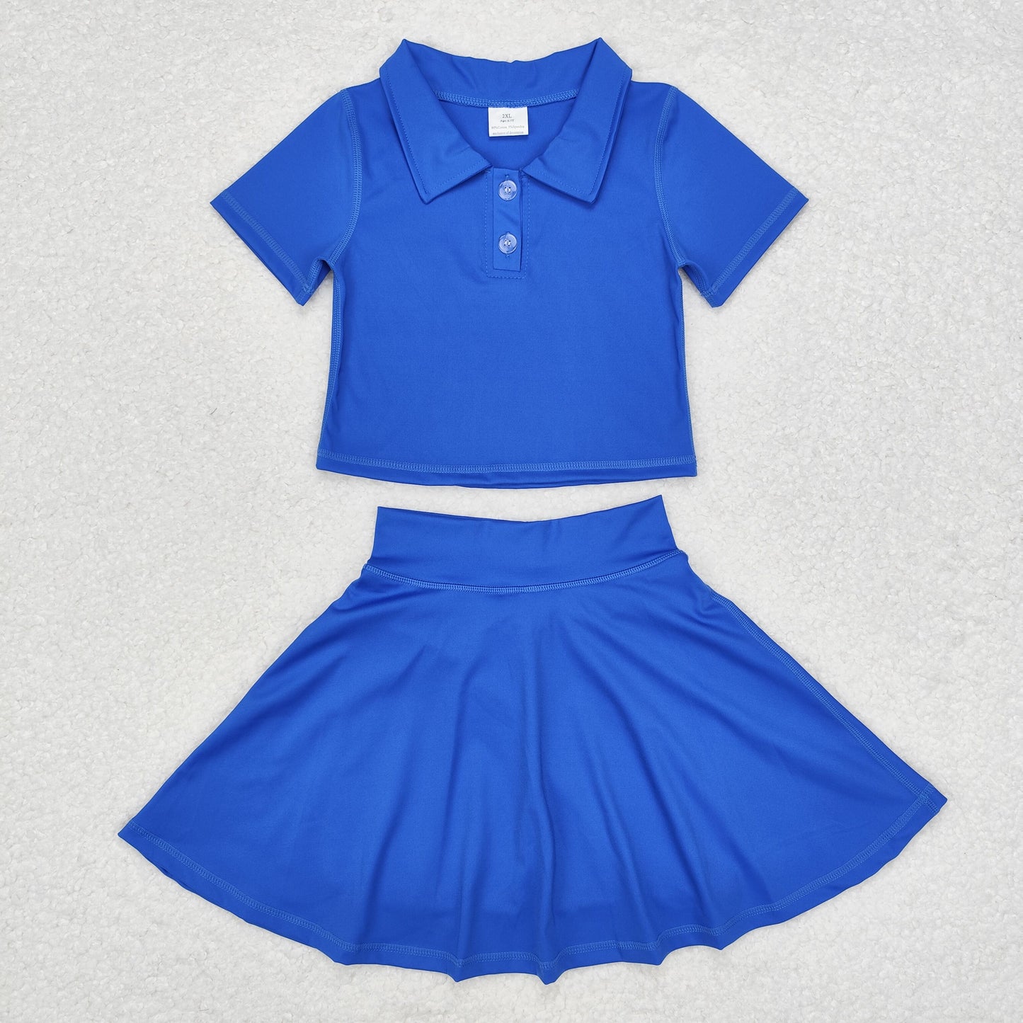 athletic dress solid yoga color cotton sibling blue GSD1396 girl dress 202409 rts