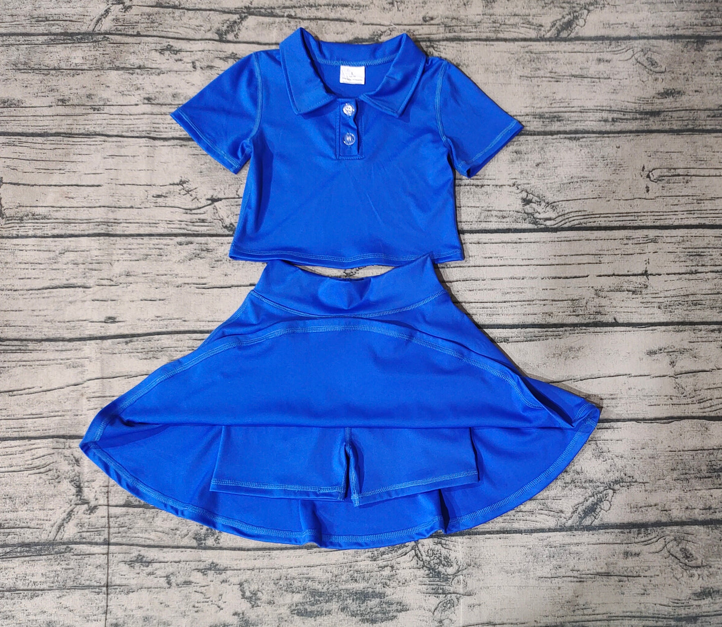 athletic dress solid yoga color cotton sibling blue GSD1396 girl dress 202409 rts