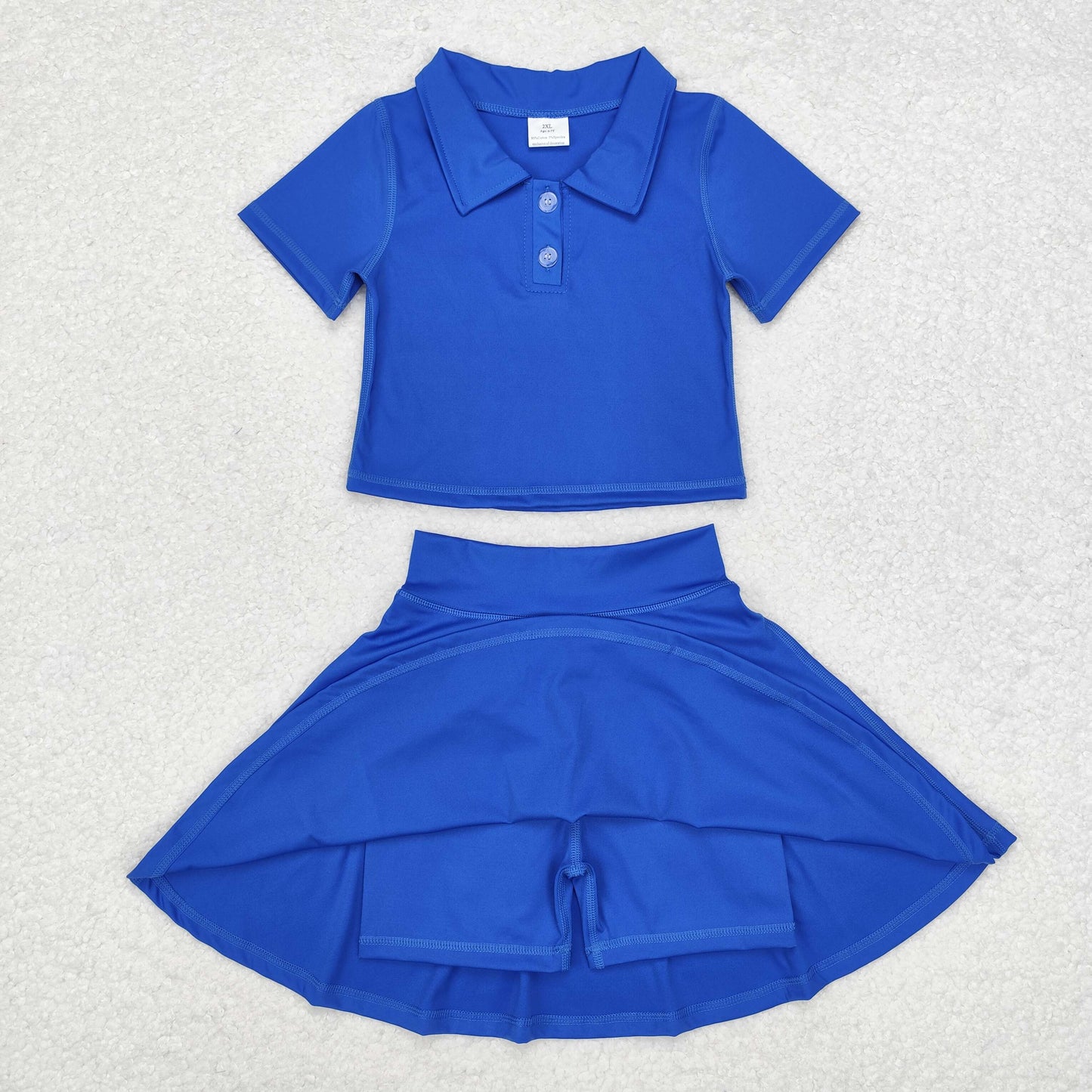 athletic dress solid yoga color cotton sibling blue GSD1396 girl dress 202409 rts