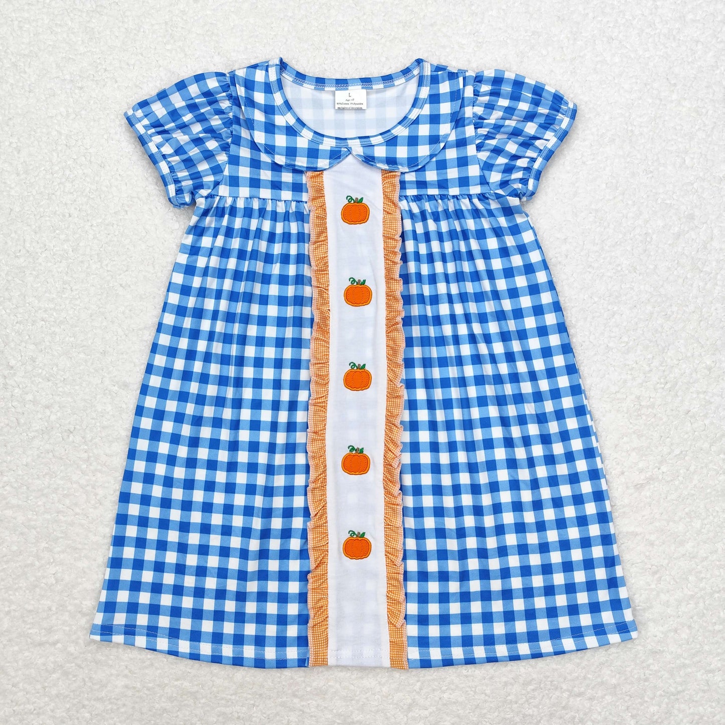 GSD1412 embroidery pumpkin Halloween sibling girl dress 202408 RTS