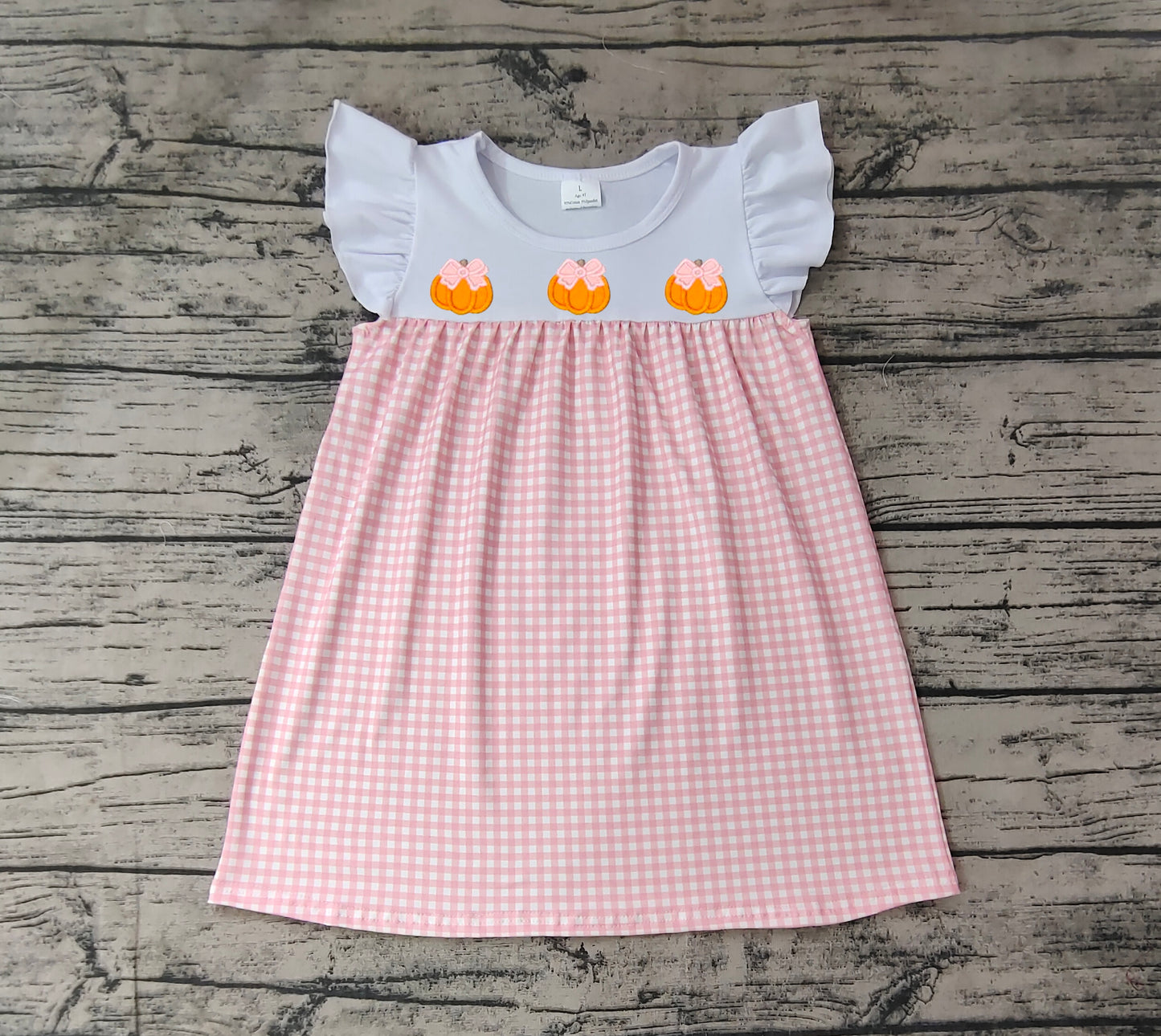 GSD1421 embroidery Halloween pumpkin sibling girl dress p 202409 RTS
