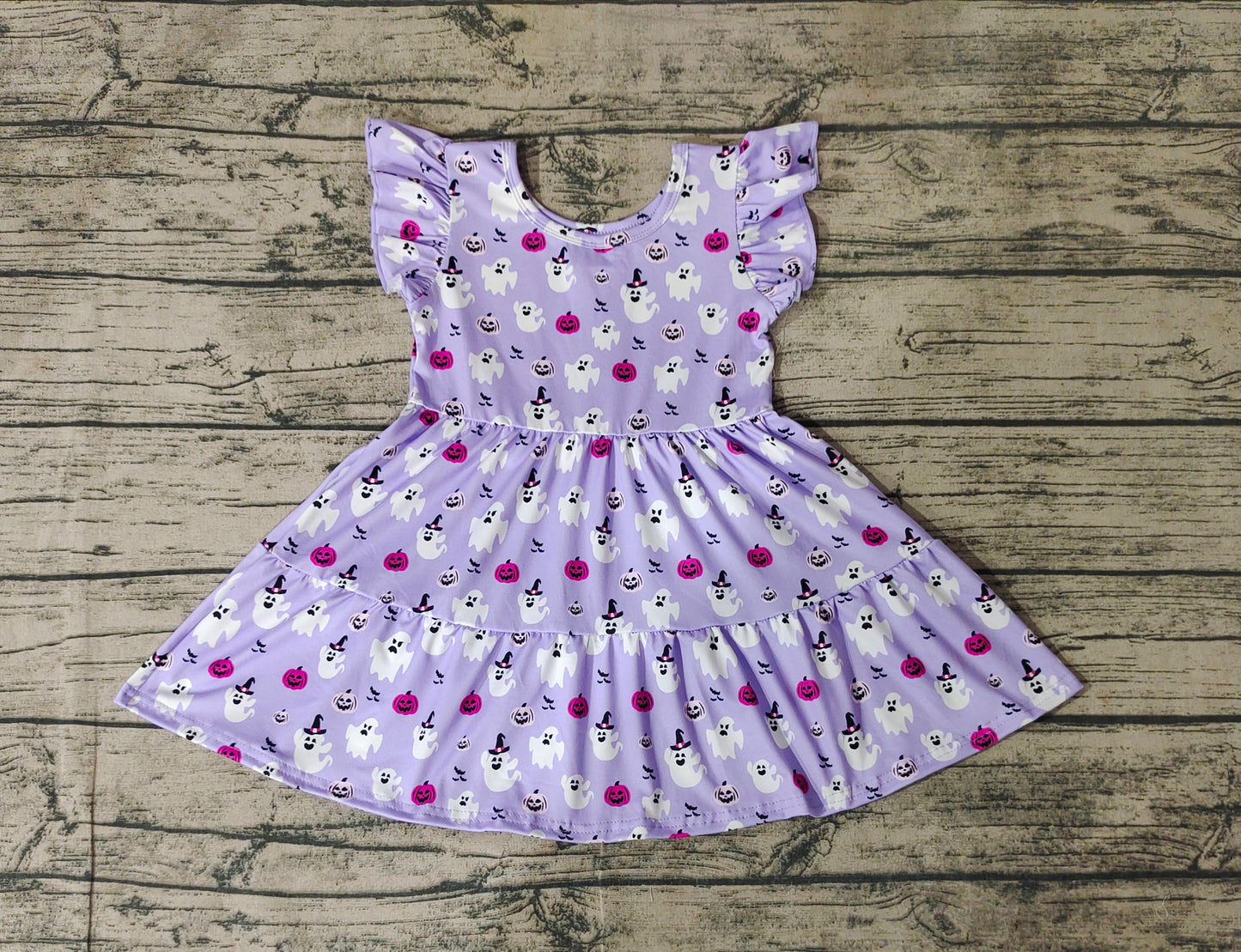 GSD1425 boo Halloween pumpkin sibling purple girl dress preorder 202409 rts
