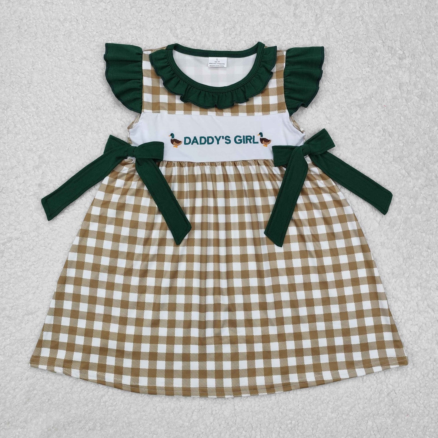 GSD1609 embroidery duck Daddy's boy girl dress preorder 202412 RTS