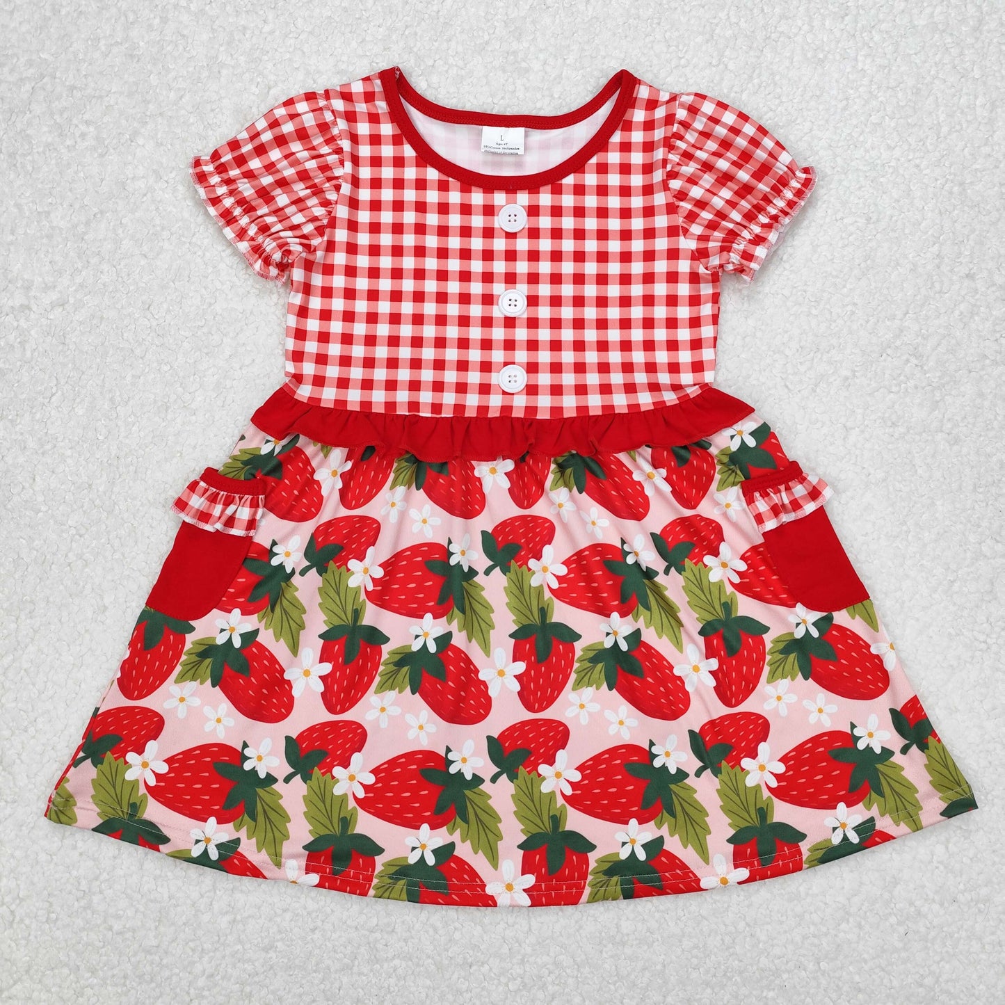 GSD1612 strawberry western short sleeve shorts girl dress 202503 RTS