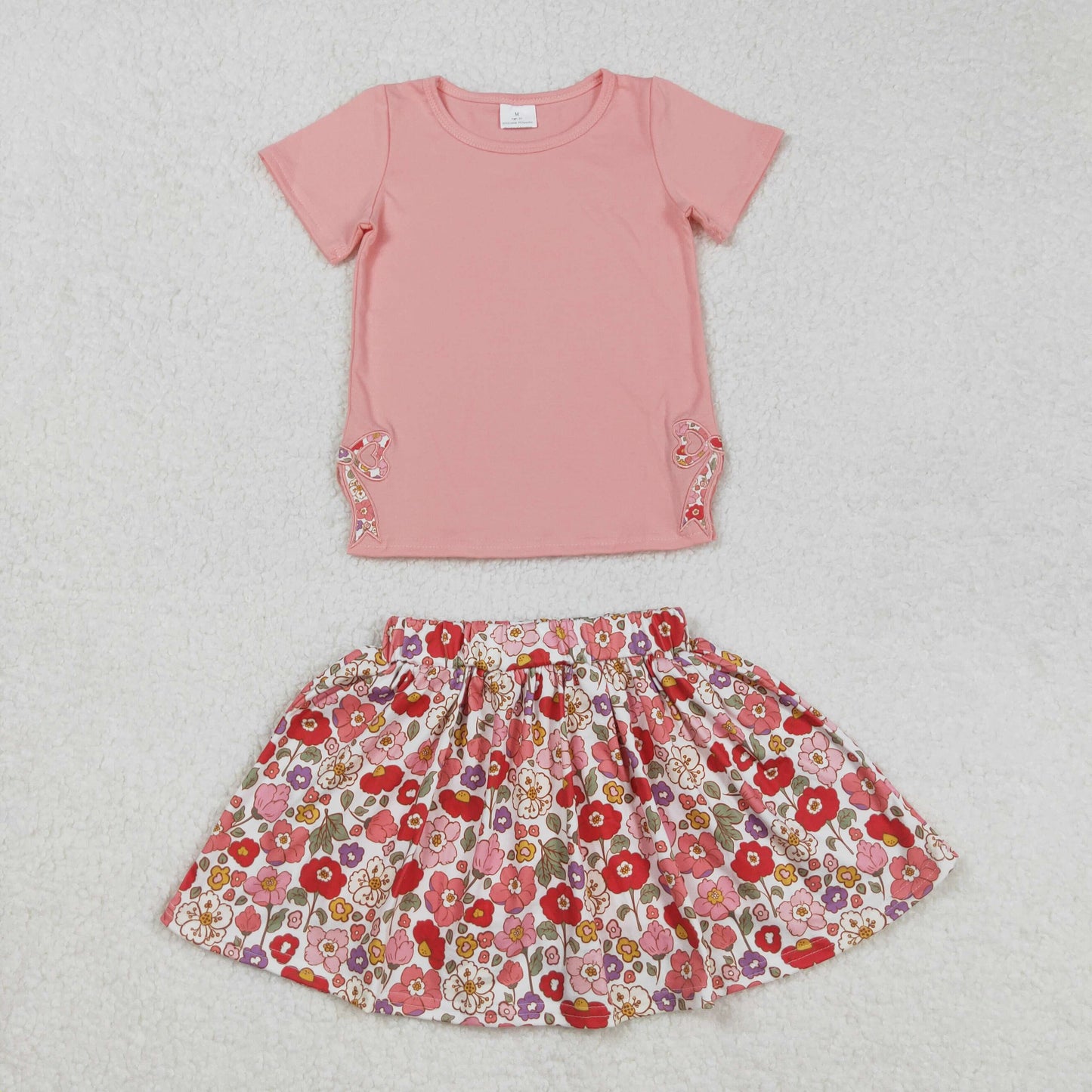 GSD1721 Embroidery flowers short sleeves skirt girl dress 202502 RTS