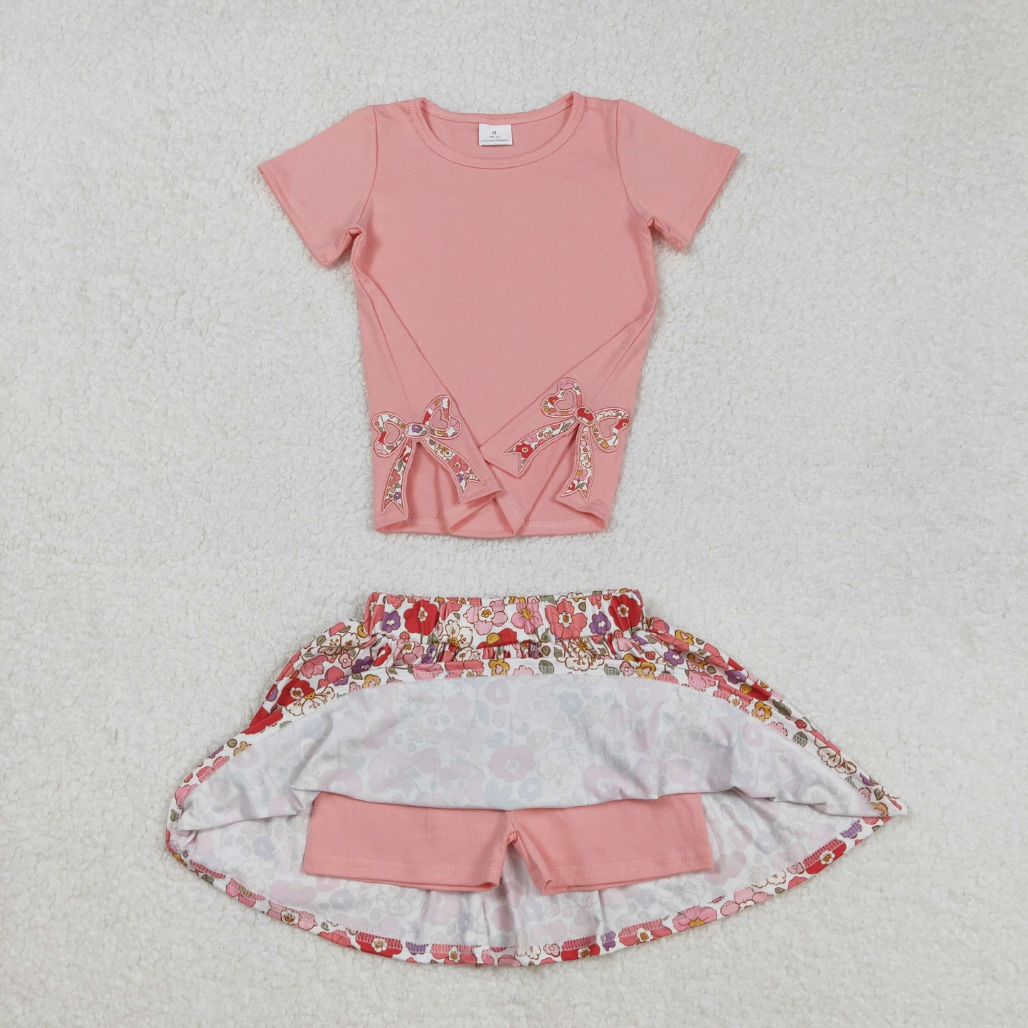 GSD1721 Embroidery flowers short sleeves skirt girl dress 202502 RTS