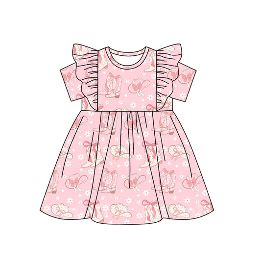 GSD1736 bow hat boots short sleeves girl dress 202412 preorder