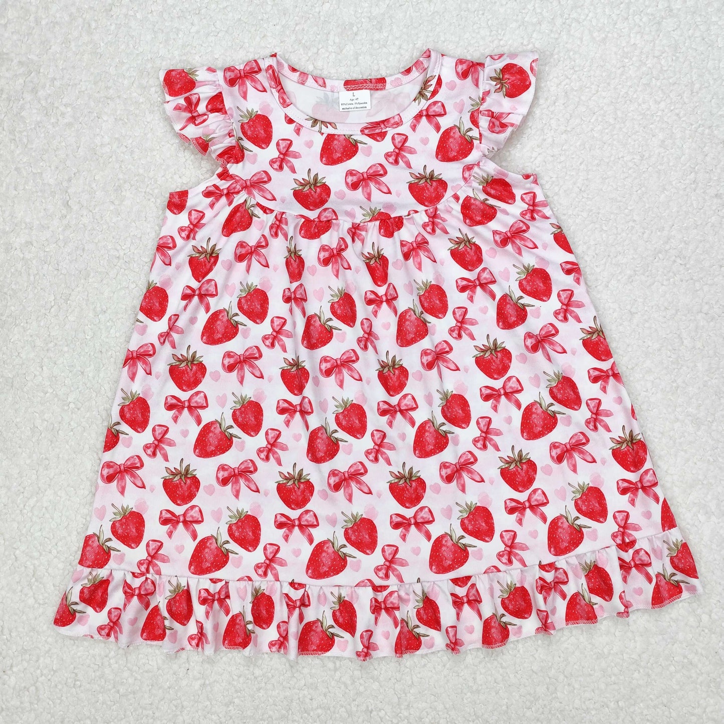 GSD1811 strawberry bow short sleeves girl dress RTS 202502