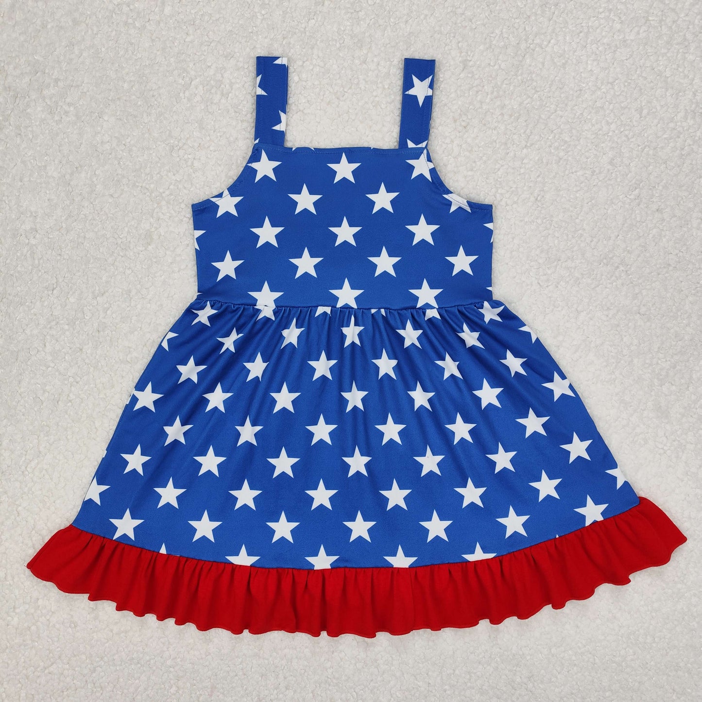 GSD1854 bow 4th July star girl dress 202501 preorder