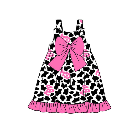 GSD1886 bow hot pink leopard flower Dress  preorder dress 202501